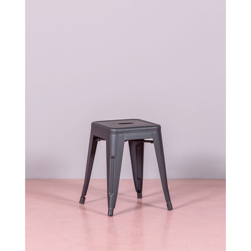 Tabouret bas industriel en acier - Bistro - Noir - Nest Dream