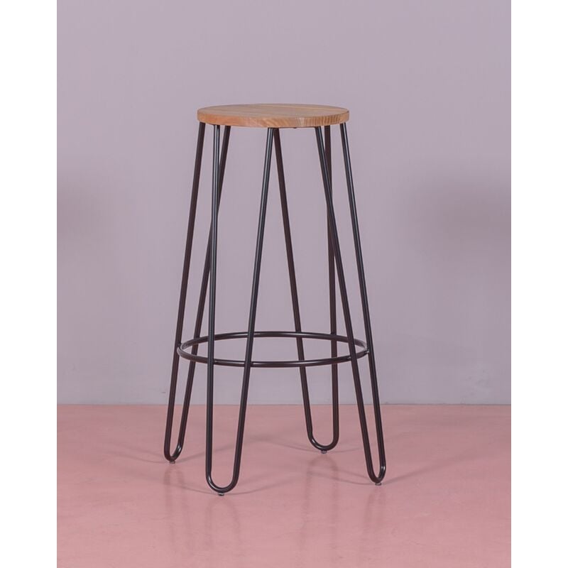 Nest Dream - Tabouret industriel en bois - Lisbon - Noir