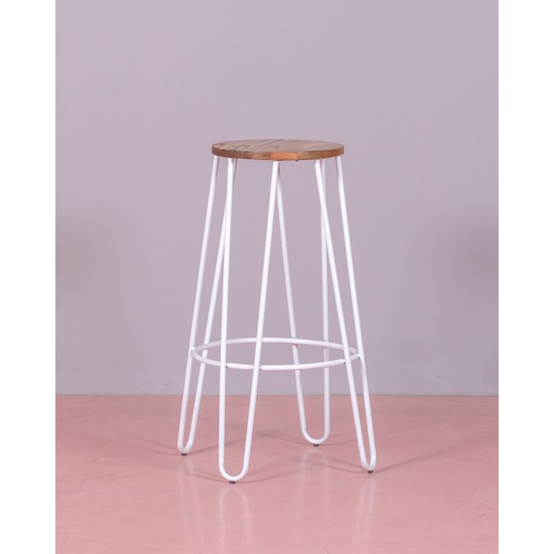 Nest Dream - Tabouret industriel en bois - Lisbon - Blanc