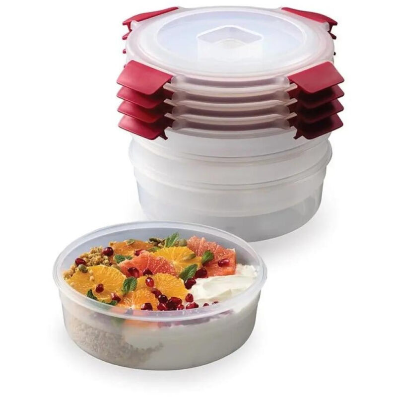 Joseph Joseph Nest Lock™ Joseph, Set De 4 Runde Behälter De 1l, Mit Luftdichten Deckeln, Stapelbar, Mikrowellen- Und Gefrierfest, Einfache Aufbewahrung, Farbe