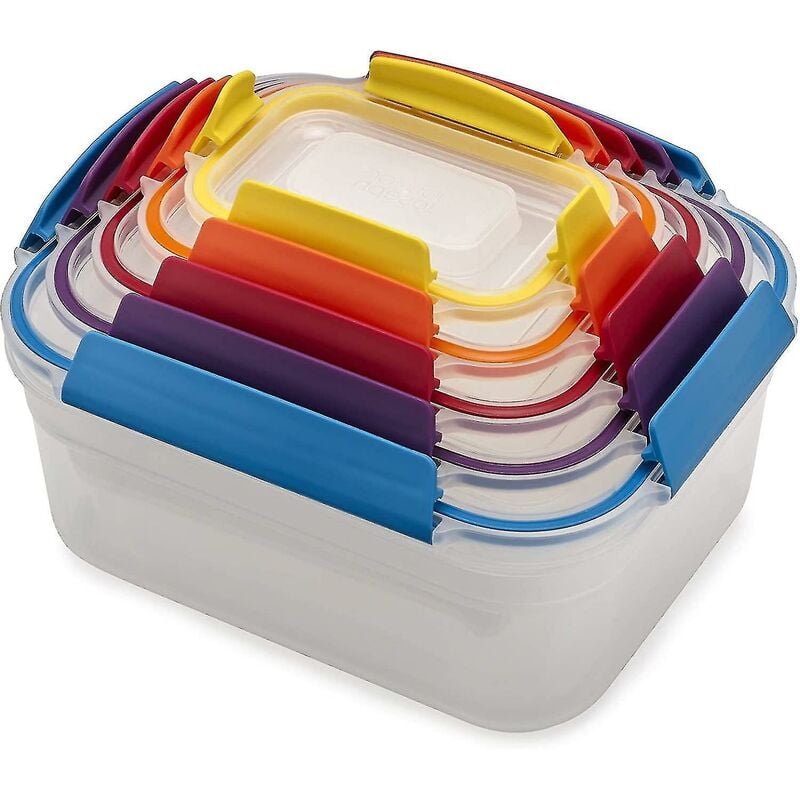 Crea - Nest Lock Plastic Food Storage Container Set With Lockable Airtight Leakproof Lids, 10-piece, Multi-color