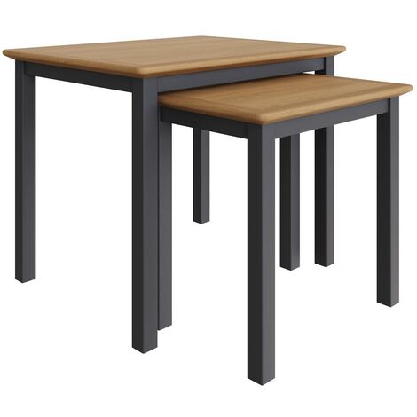 Nest of Tables Graphite Blue Oak Veneer Coffee Table Assembled