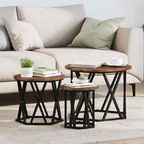 Nesting Beistelltisch 3 pcs Räuchereiche 53 x 53 x 40 cm vidaXL