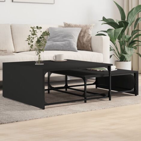 Nesting Coffee Tables 2 pcs Black Engineered Wood and Metal vidaXL