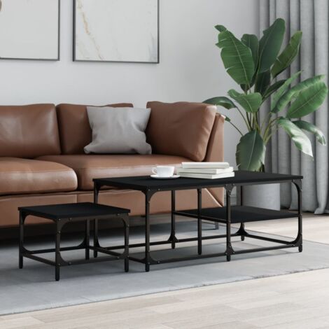 Nesting Coffee Tables 2 pcs Black Engineered Wood vidaXL
