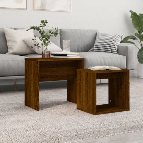 Nesting Coffee Tables 2 pcs Brown Oak Engineered Wood vidaXL