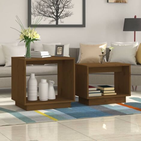 Nesting Coffee Tables 2 pcs Honey Brown Solid Wood Pine vidaXL