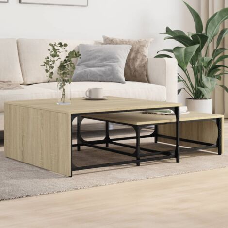 Nesting Coffee Tables 2 pcs Sonoma Oak Engineered Wood and Metal vidaXL