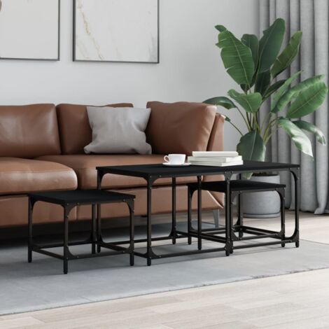 Nesting Coffee Tables 3 pcs Black Engineered Wood vidaXL