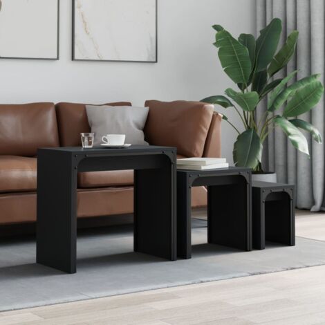 Nesting Coffee Tables 3 pcs Black Engineered Wood vidaXL