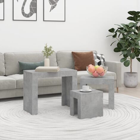 Nesting Coffee Tables 3 pcs Concrete Grey Engineered Wood vidaXL