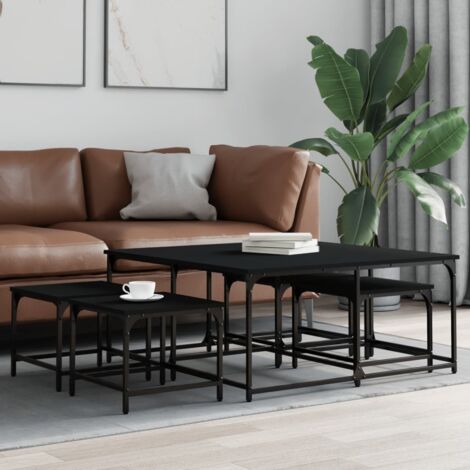 Nesting Coffee Tables 5 pcs Black Engineered Wood vidaXL