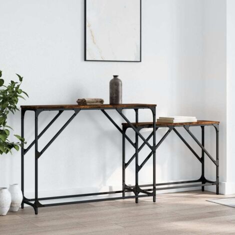 Nesting Console Tables 2 pcs Smoked Oak Engineered Wood vidaXL