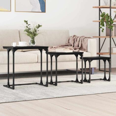 Nesting Couchtisch 3 pcs Schwarz Eichen-Optik 50,5 x 35 x 53 cm vidaXL