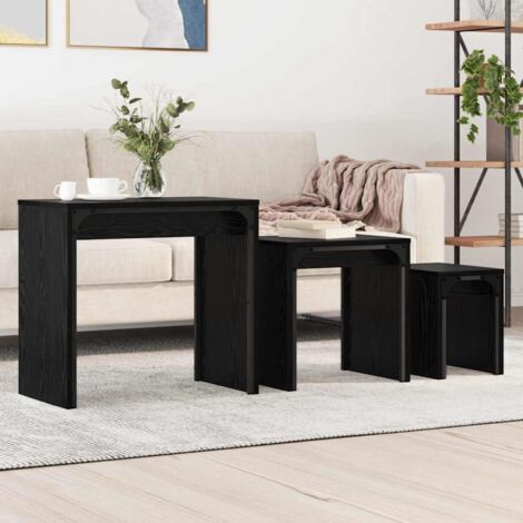 Nesting Couchtisch 3 pcs Schwarz Eichen-Optik 60 x 35 x 56 cm vidaXL