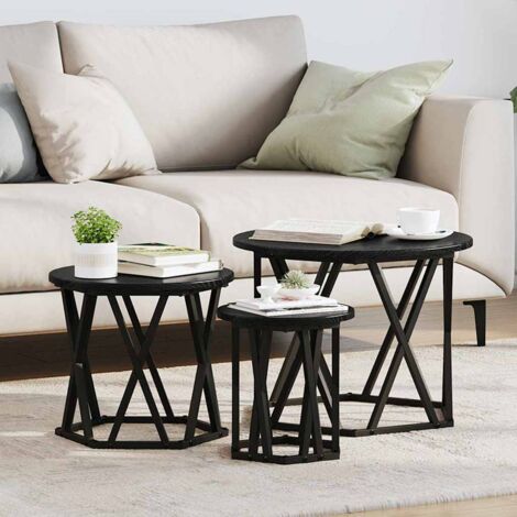 Nesting Side Table 3 pcs Black oak 53 x 53 x 40 cm vidaXL
