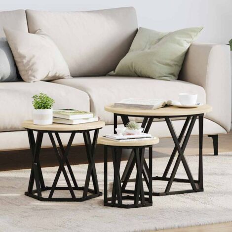 Nesting Side Table 3 pcs Sonoma oak 53 x 53 x 40 cm vidaXL