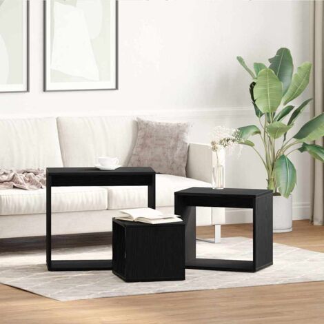 Nesting Table 3 pcs Black Oak Engineered wood vidaXL