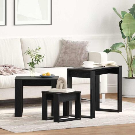 Nesting Tables 3 pcs Black Oak 61 x 28 x 47 cm Engineered Wood vidaXL