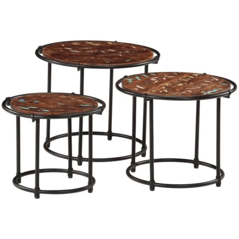 Nesting Tables 3 pcs Solid Wood Reclaimed vidaXL