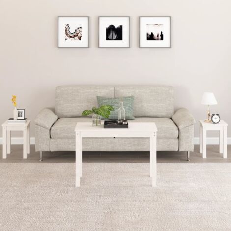 Nesting Tables 3 pcs White Solid Wood Pine vidaXL