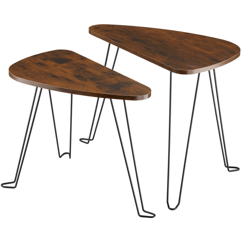 Tectake - Nesting Tables Richmond Set Of 2 - Set Of 2 Side Tables, Nesting Tables, Coffee Tables - Industrial Wood Dark, Rustic - Industrial Wood
