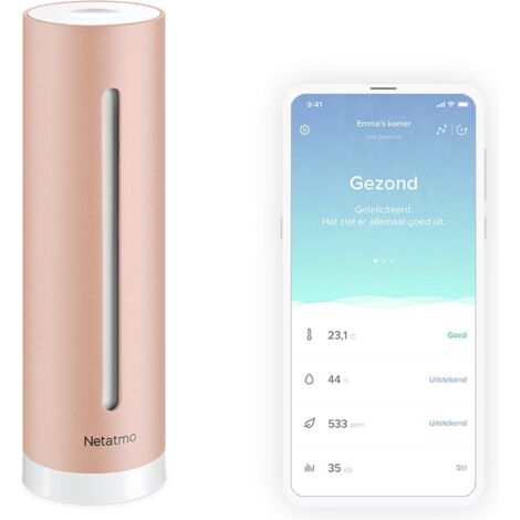 Netatmo – Capteur de qualité de l'air intelligent – Mesure CO₂, température, humidité, niveau sonore – Alerte sur application mobile