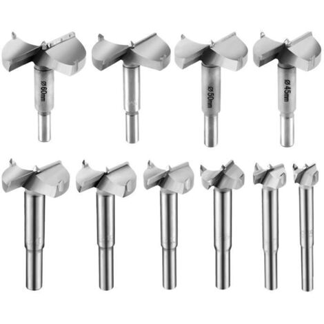NetBoat 10 Pcs Meche Bois 15-60mm Fraise Bois Forstner Bits foret bois Meche a Faconner Mèche à Bois Carbure Installation de Portes