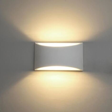 NETBOAT® Appliques Murales Interieur, Blanc Lampe Murale LED 5W Blanc Chaud Moderne Applique Murale en Plâtre(ampoule Inclure)