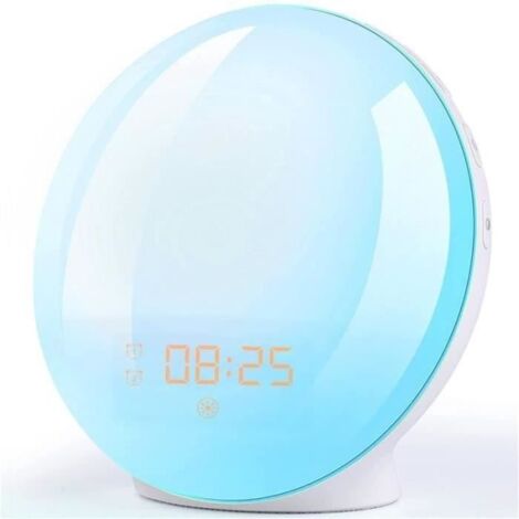 NetBoat Radio Réveil Matin avec Effets Lumineux Amélioré Lampe de Chevet avec 20 Alarmes Luminosité Programmables