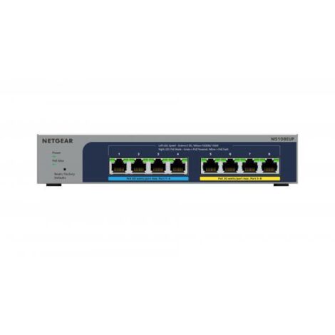 Netgear 8-port ultra60 poe++ multi-gigabit (2.5g) ethernet plus switch gestito l2/l3 2.5g ethernet (100/1000/2500) supporto power over ethernet (poe) grigio - 134563