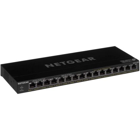 NETGEAR Netgear GS316P 16x Gigabit Switch 10/100/1000MBit Metallgehäuse Befestigungskit (GS316P-100EUS)