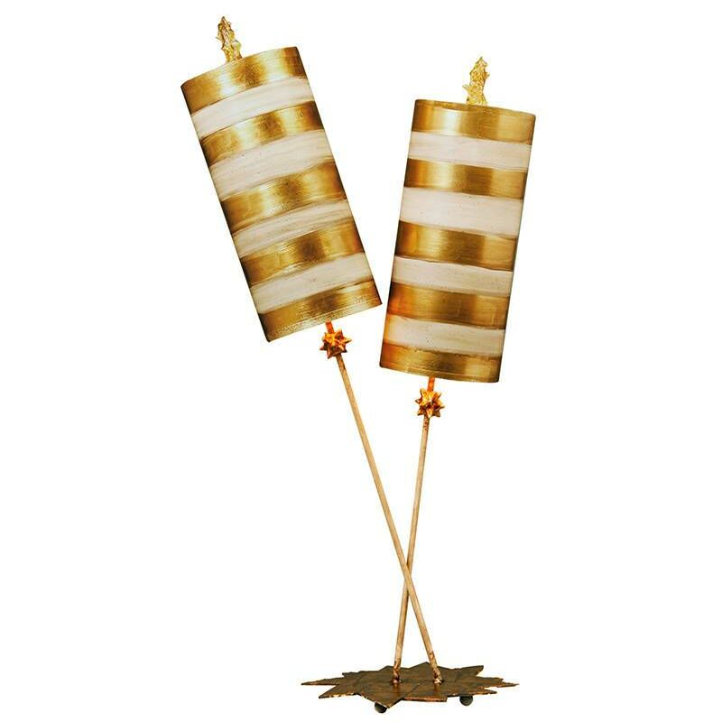 Elstead Lighting - Elstead Nettle Luxe - 2 Light Table Lamp Gold Leaf, Taupe, E27