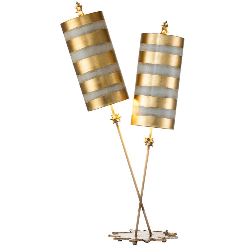 Elstead Nettle Luxe - 2 Light Table Lamp Gold Leaf, Taupe, E27