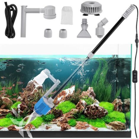 Nettoyage de Gravier pour Aquarium 6 en 1 Kit, Aspirateur Electrique pour Aquarium Changeur d'eau Laveur de Sable pour Aquariums Nettoyage des algues/Gravier