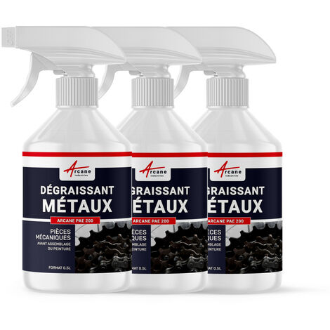 Nettoyage métaux, alu, aluminium, dégraissant, chaine, velo, moto, auto, remplace le trichlo ethylène - 1.5 L (3 x 0.5 L) - ARCANE INDUSTRIES