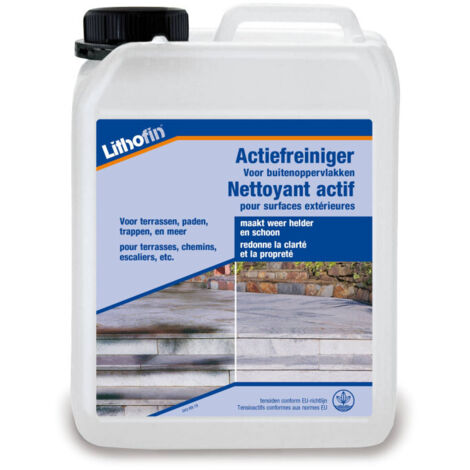 Lithofin – Nettoyant actif pour surfaces extérieures – 2,5 L – Efficace contre salissures tenaces – Pour carrelage, béton et pierre naturelle