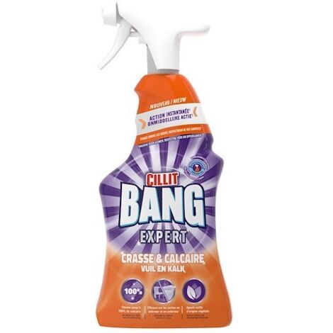 Nettoyant anti-calcaire 750ml – Élimine 100 % des traces de calcaire et savon – Pulvérisateur pour surfaces verticales – Cillit Bang - CALC 750 ML