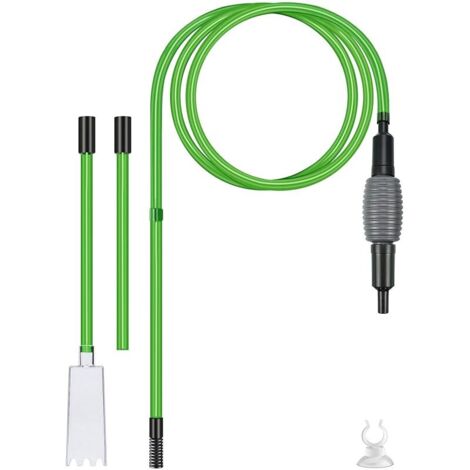 Nettoyant aquarium Vert Aspirateur pour aquarium Nettoyant pour aquarium Pompe à siphon Nettoyeur de gravier avec contrôle de débit réglable pour changement d'eau, nettoyage de sable/gravier