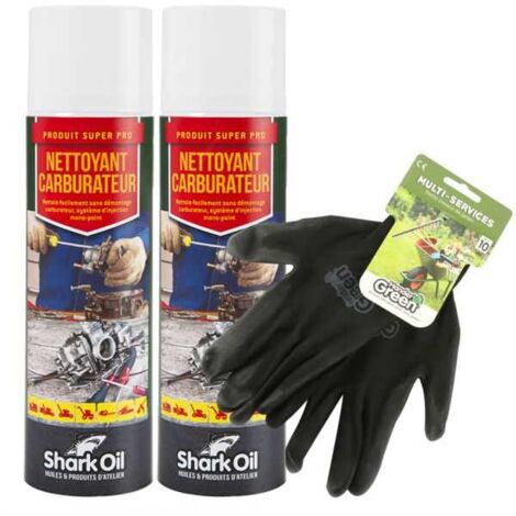 Nettoyant carburateur 500 ml Shark Oil par 2 + gants multi-services