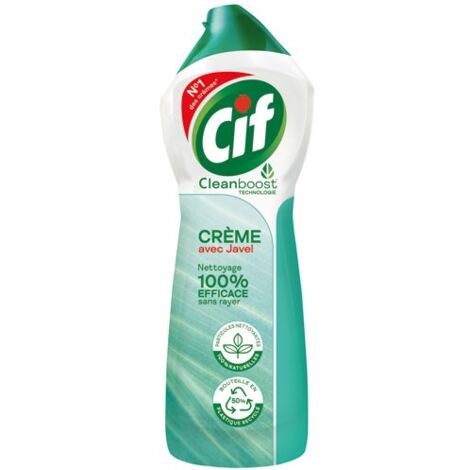Nettoyant crème avec javel 750ml – Élimine taches tenaces – Parfum frais – Pour surfaces variées – Produit puissant – CIF - CIF 750 ML
