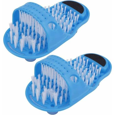 Nettoyant de Pied Douche, 2 Pièces Brosse Pied Douche Salle de Bains Pieds Massagers Pantoufles Nettoyage Nettoyant Avec Ventouses Antidérapantes pour Coller sur le Sol Douche Spa Massage