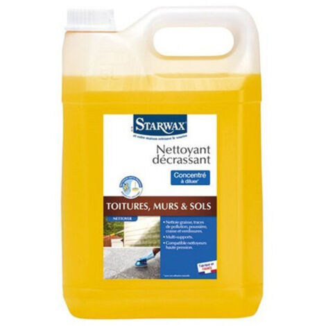 Nettoyant décrassant extérieur 5L – Efficace contre graisses et verdissures – Pour ciment, carrelage, bois – Facilité de rinçage – Brunel