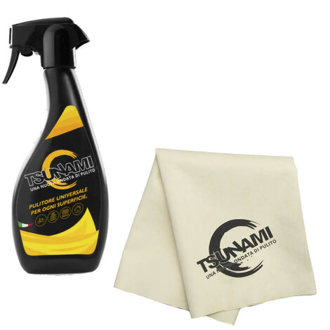 Nettoyant détergent multi-usages professionnel universel Tsunami spray 500 ml. + chiffon en microfibre maison magasin bureau