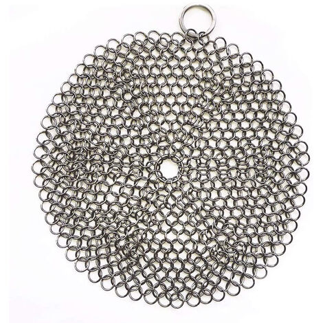 Nettoyant en acier inoxydable, grattoir en cotte de mailles pour casserole pré-assaisonnée casseroles hollandaise gaufrier casseroles grattoir en fonte gril grattoir grattoir à poêle