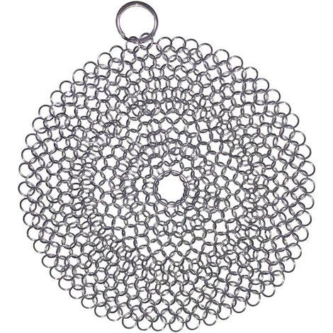 Nettoyant en fonte, poêle en fonte en acier inoxydable 316 de qualité supérieure, épurateur en cotte de mailles pour poêle en fonte pré-assaisonnée, fours hollandais, gaufrier, grattoir en fonte, poêl
