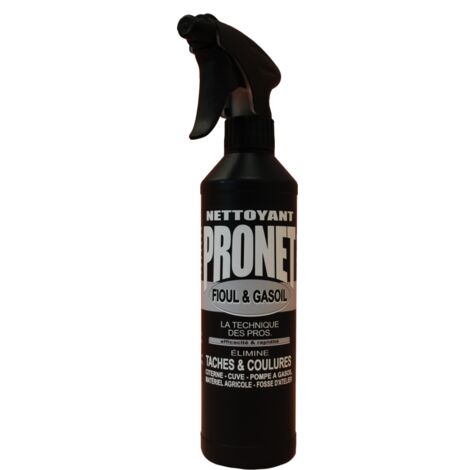 Nettoyant fioul et gasoil 500ml – Élimine taches sur sols et matériels agricoles – Compatible mono brosse et autolaveuse – Pronet
