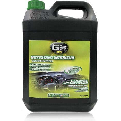 Nettoyant intérieur toutes surfaces 5L – Écologique sans phosphate – Dégraissant et brillant pour habitacles – Pour sièges, moquettes, plastiques – Gs27