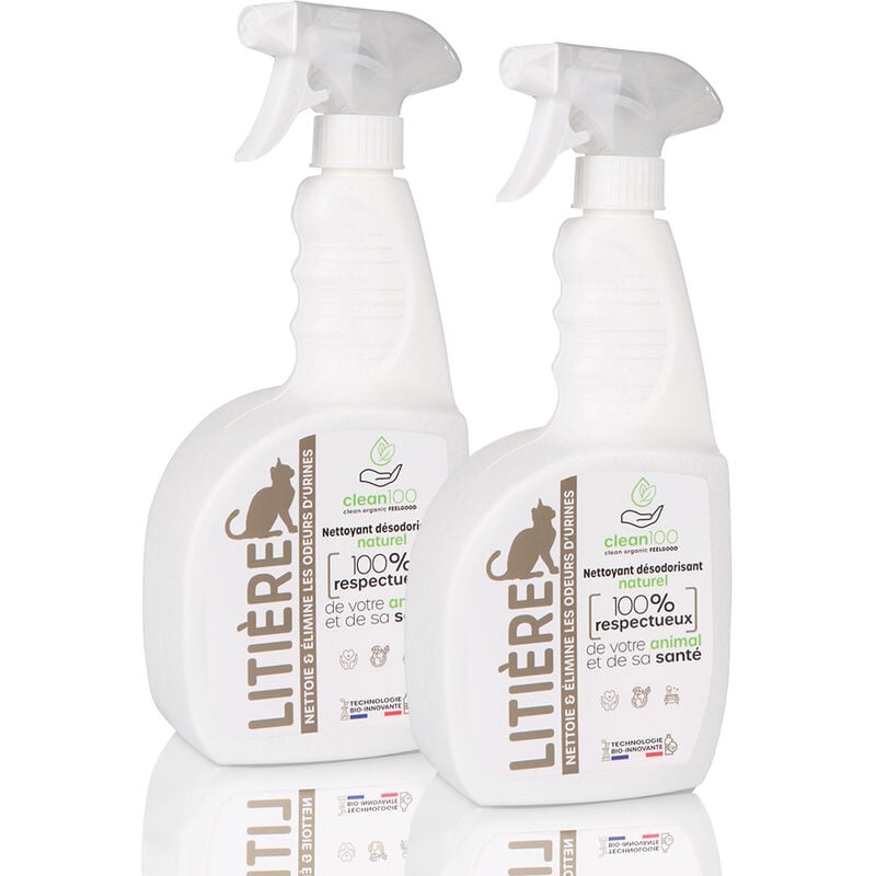 Nettoyant liquide spécial litière - sprayer - 750ML - Ecologique et Hypoallergénique - Litière Chat - Anti Mauvaises Odeurs - X2