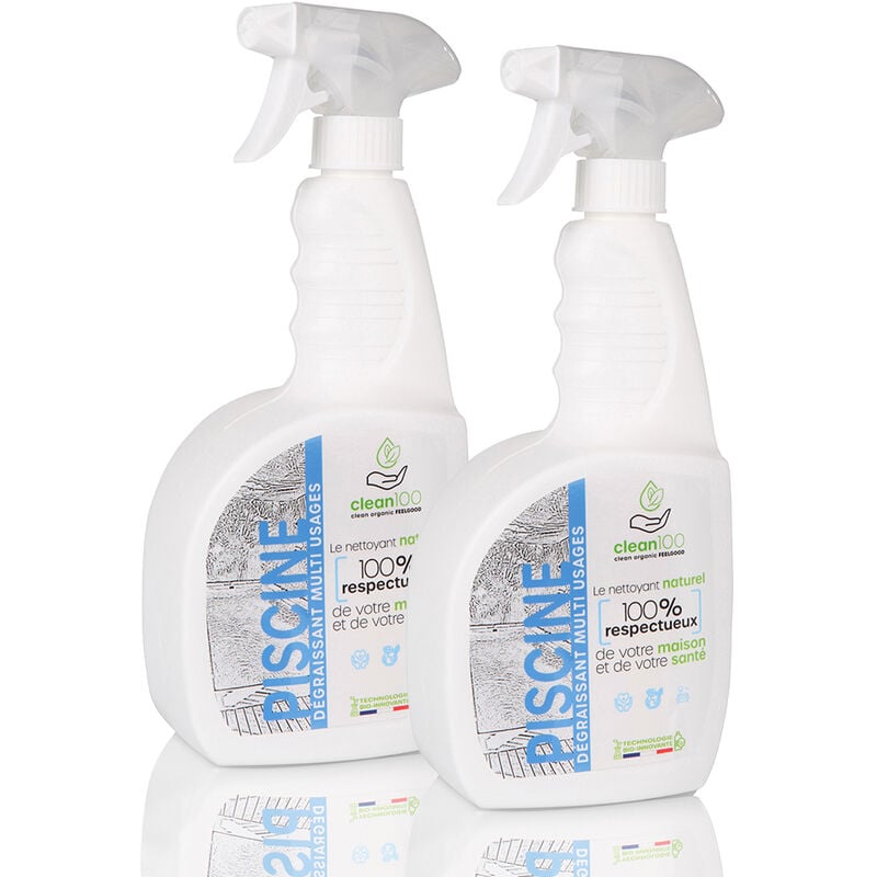 Clean 100 - nettoyant liquide spécial piscine - sprayer - 750ML - Ecologique et Hypoallergénique - Salissures et Traces - Tous Revêtements